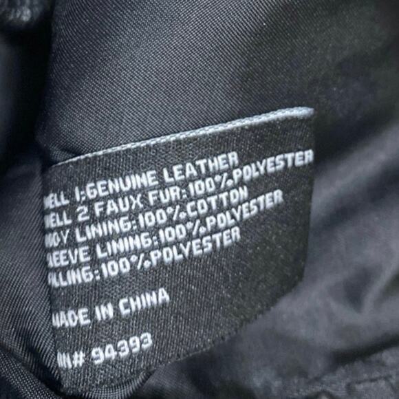 Slate & Willow Aviator Beige Black 100% Leather Sherpa Zip Up Moto Coat Jacket S - Picture 6 of 6